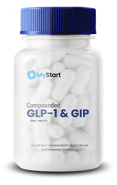 MyStart Health pill bottle
 Compounded  GLP-1 GIP